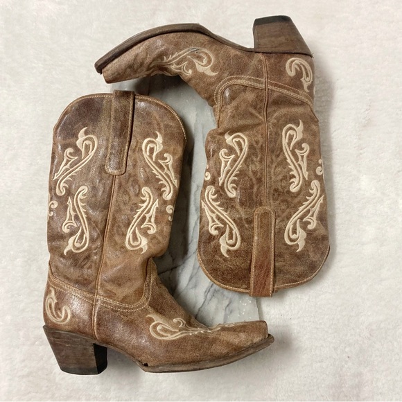 SOLD     Corral Cowboy Cowgirl Boots Sz 9 Honey Cortez Embroidered Tan Brown - Picture 2 of 15